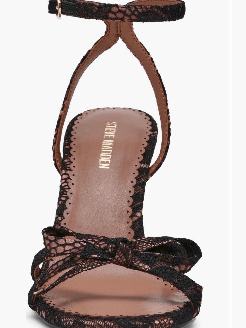 Steve Madden Black Lace Ankle-Strap Block Heel Sandals Various Sizes - Picture 5 of 16
